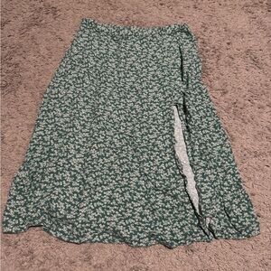 Green Floral Midi Skirt